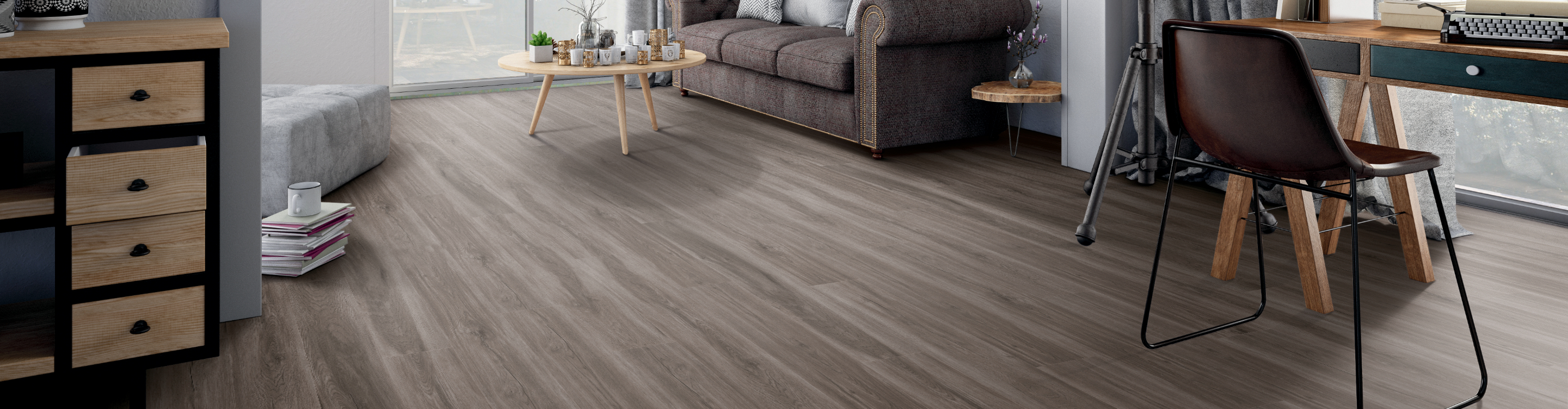 Grey Vinyl Flooring in Living Room