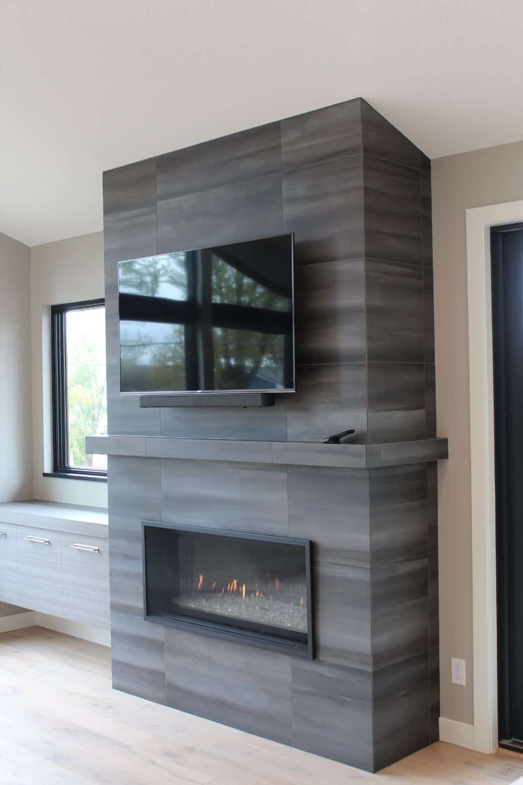 Custom tile fireplace