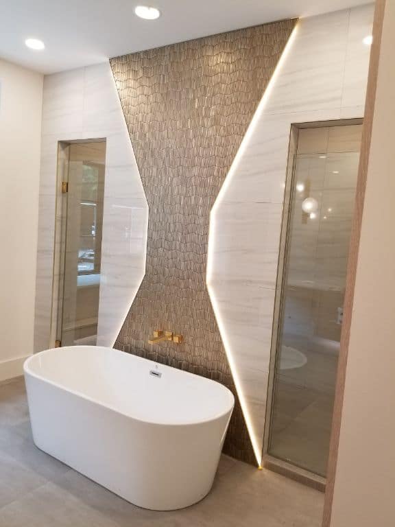 tile bathroom with tub